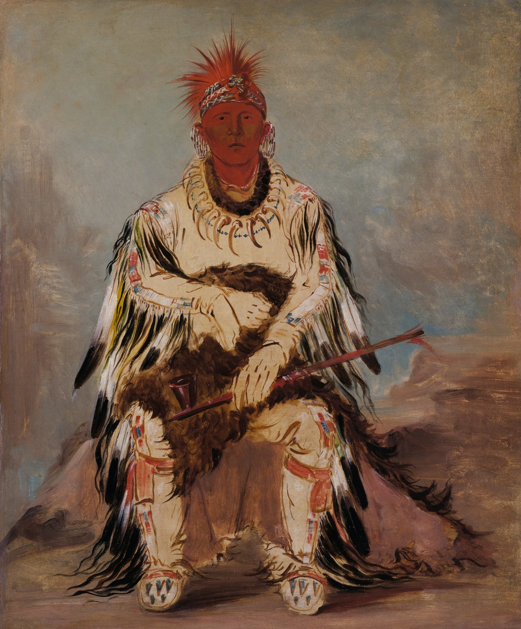 No-wáy-ke-súg-gah, Han som slår två på en gång, en modig, 1832. av George Catlin