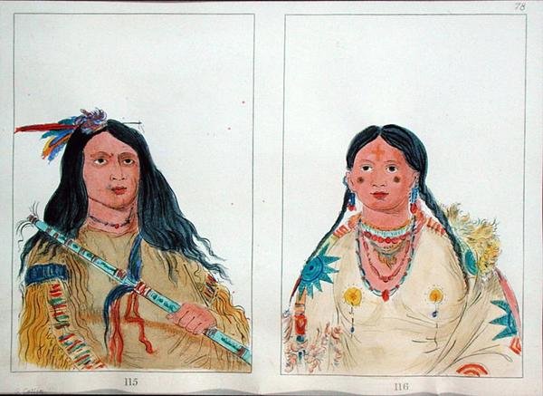 Nordamerikanska indianer (penna och bläck och akvarell på papper) av George Catlin