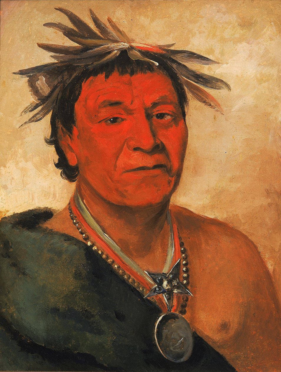 O-ho-páh-sha, Small Whoop, en framstående krigare av George Catlin