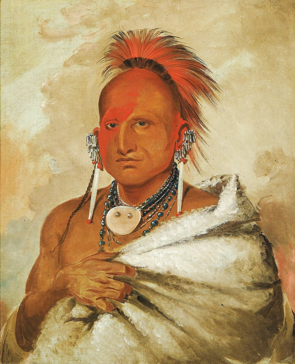 O-rón-gás-see, Björnfångare, en berömd krigare av George Catlin