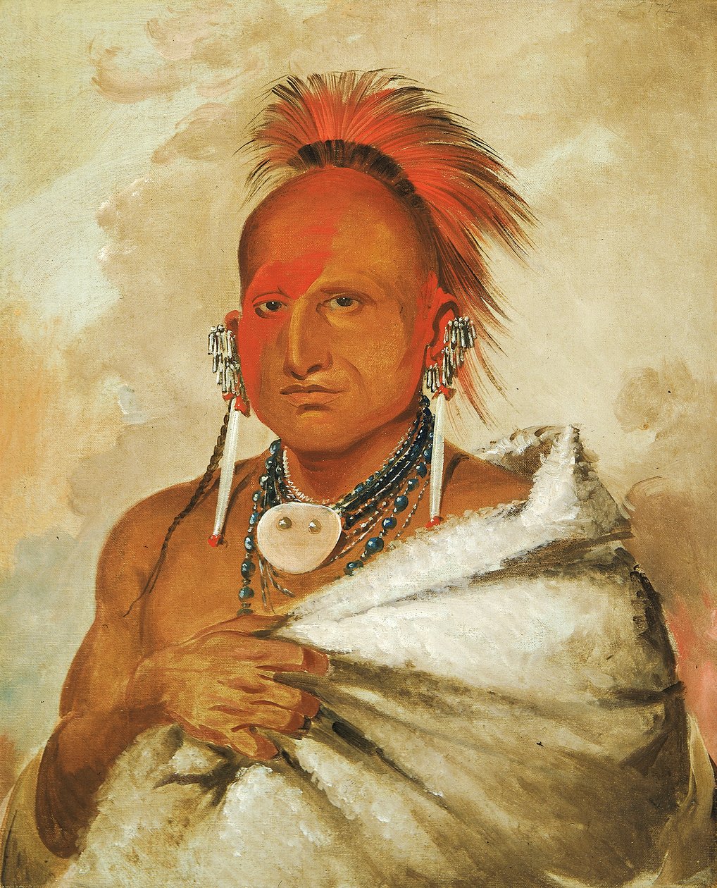 O-rón-gás-see, Björnfångare, en hyllad krigare, 1832. av George Catlin