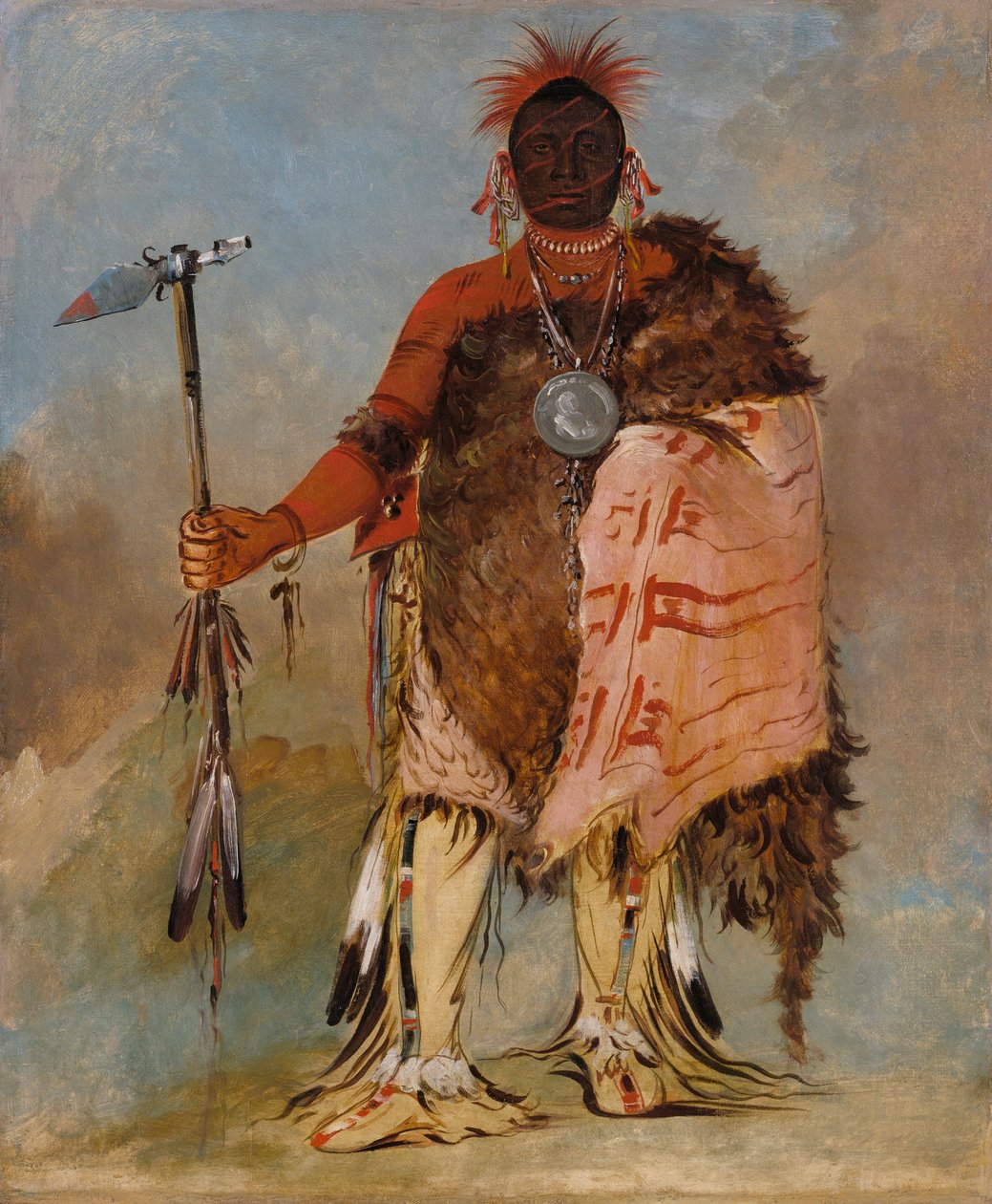 Om-pah-tón-ga, Big Elk, en berömd krigare av George Catlin