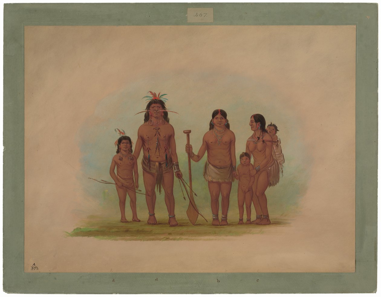 Orejona hövding och familj av George Catlin