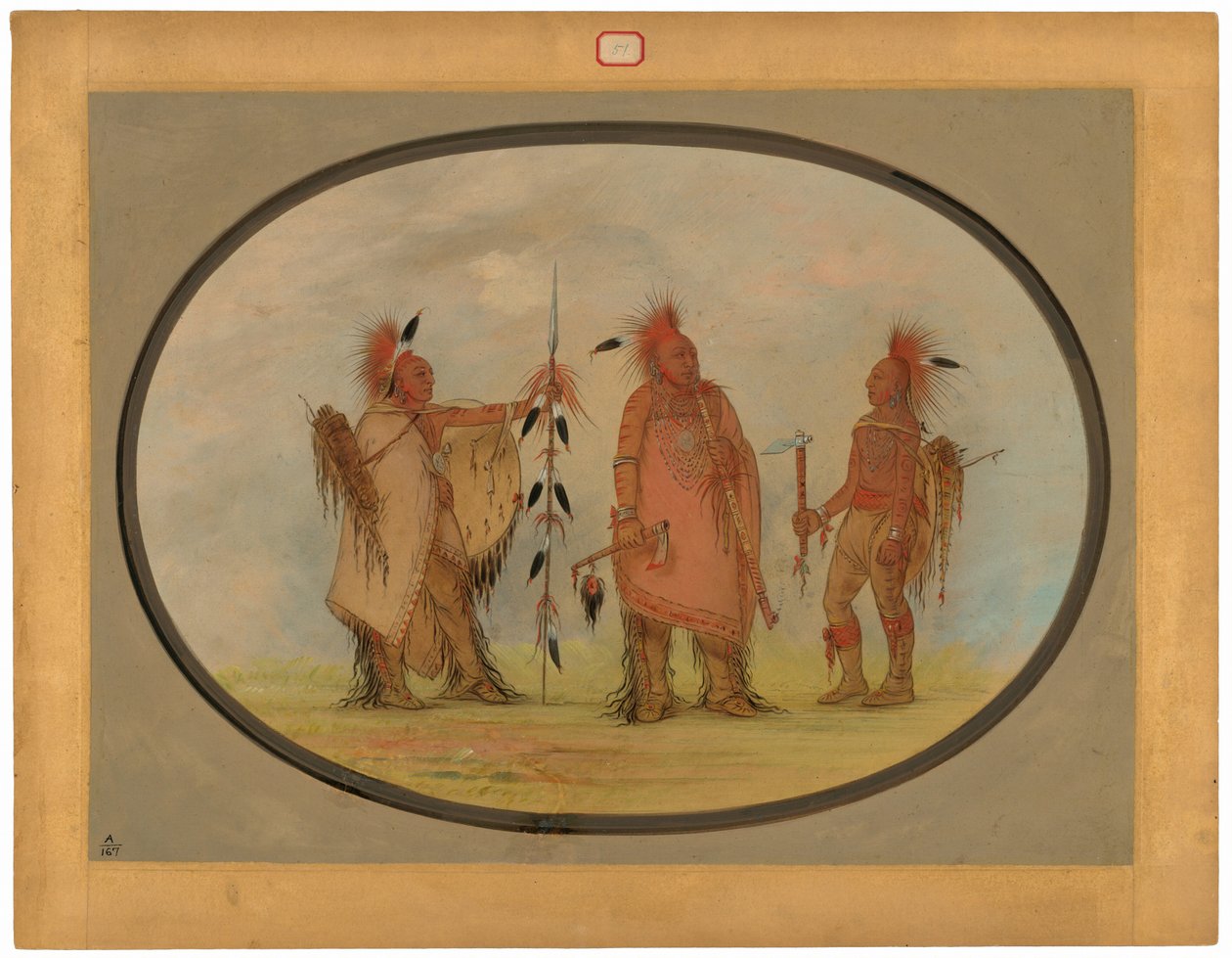 Osage Chief med två krigare av George Catlin