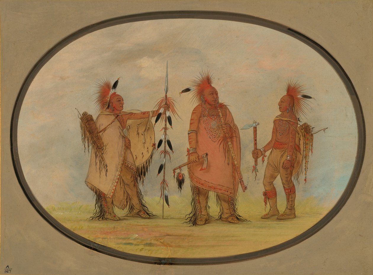 Osage-hövding med två krigare, 18611869. av George Catlin
