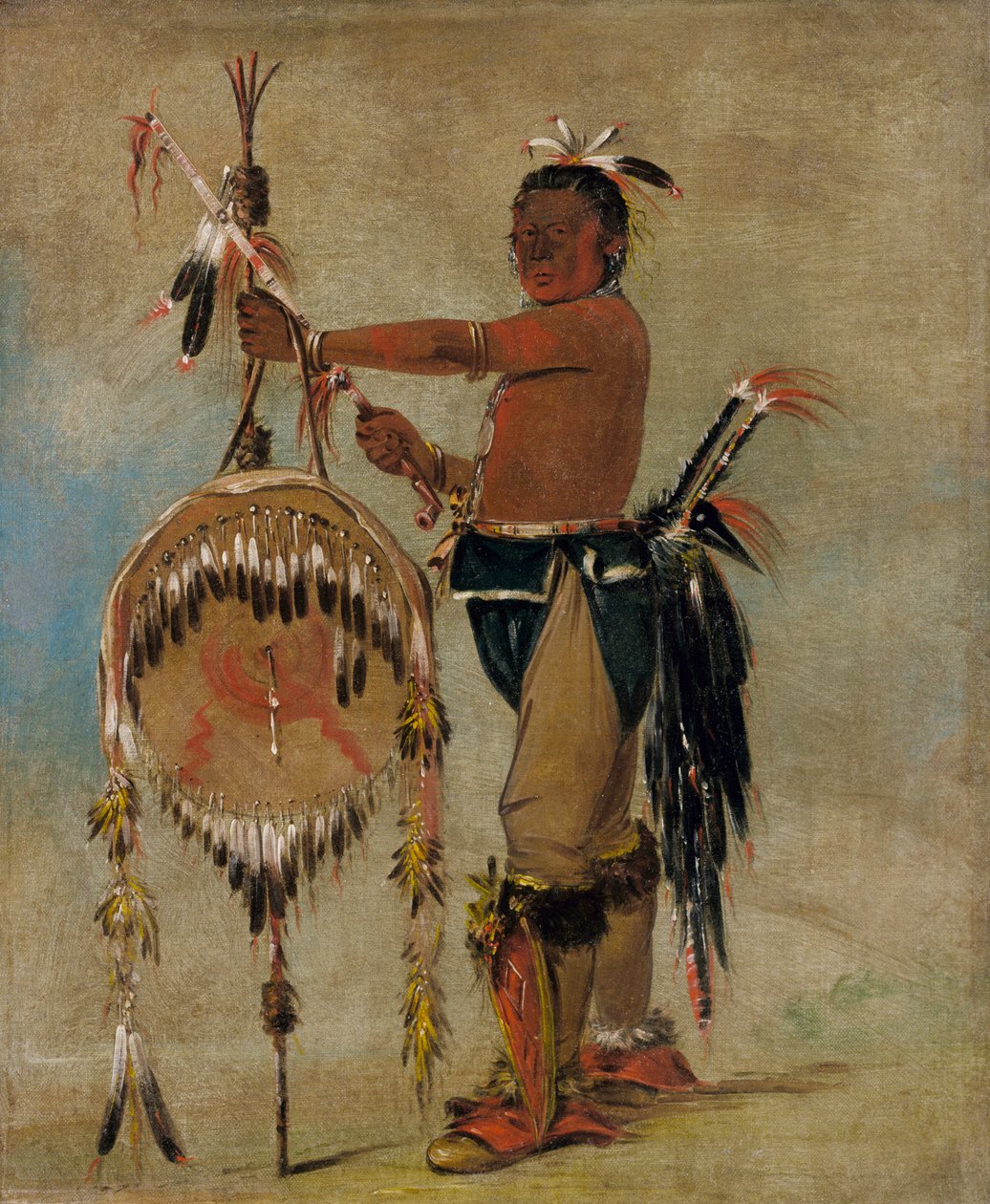 Pash-ee-pa-hó, Little Stabbing Chief, en ärevördig Sauk Chief, 1835. av George Catlin