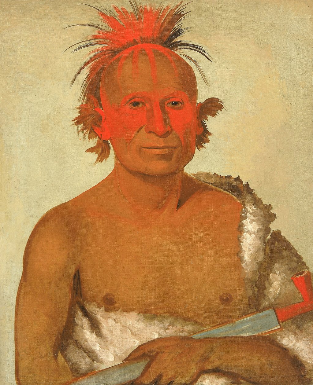 Pash-ee-pa-hó, Lilla Stickande Hövdingen, den yngre, en av Black Hawks tappra män av George Catlin