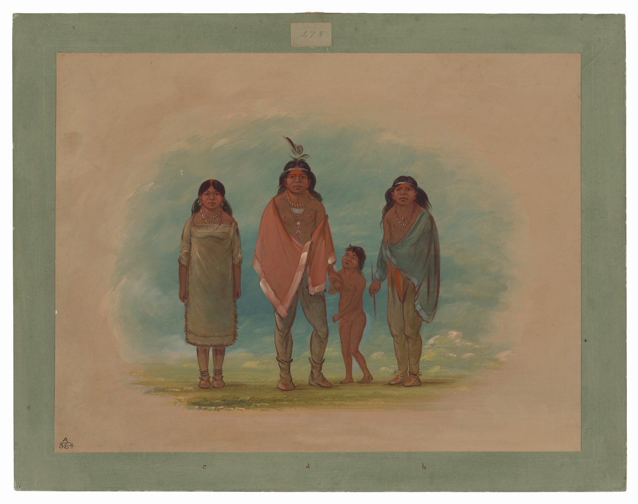 Patagon Chief, hans bror och dotter av George Catlin