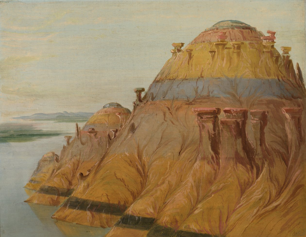 Pittoreska Clay Bluff, 1700 Miles ovanför St. Louis, 1832. av George Catlin
