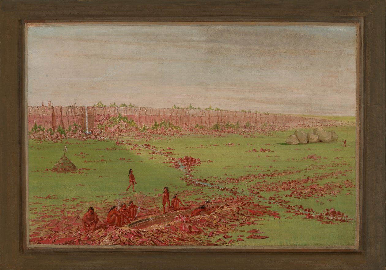 Pipestone-stenbrott på Coteau des Prairies av George Catlin