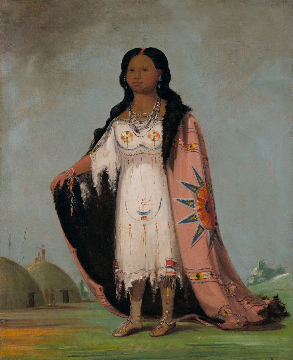 Pshán-shaw, ljuvt doftande gräs, tolvårig dotter till blodiga handen av George Catlin