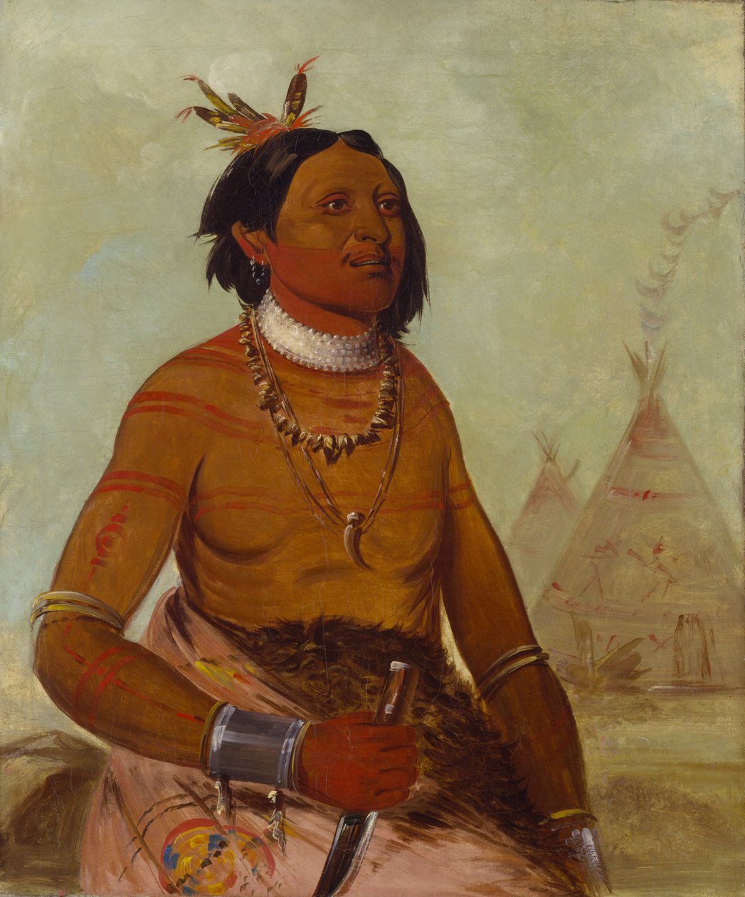 Quáy-hám-kay, stenskal, en modig av George Catlin