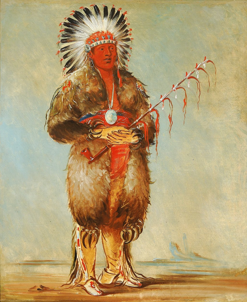 Ráw-no-way-wóh-krah, Loose Pipestem, en modig av George Catlin