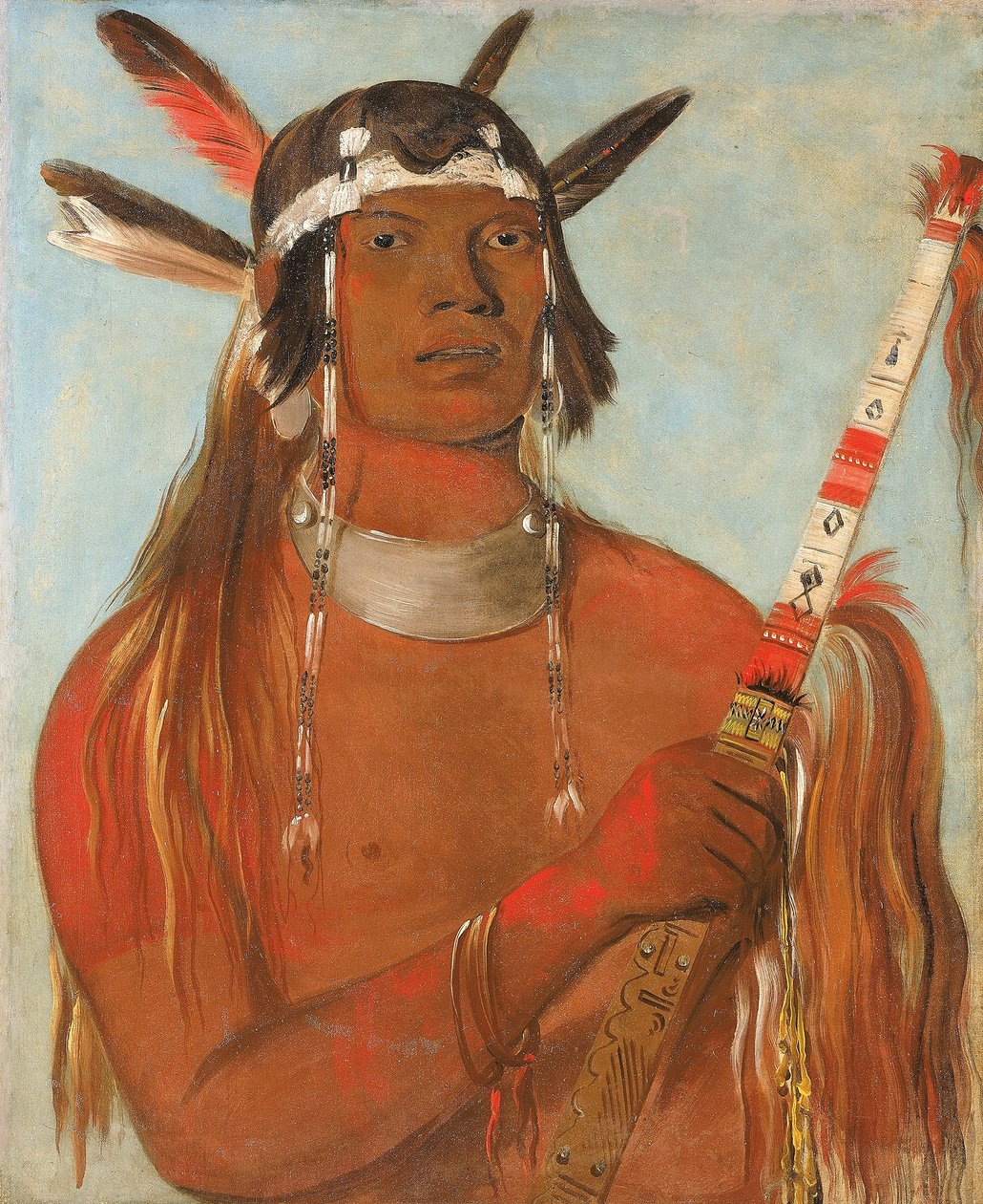 Seehk-hée-da, musfärgad fjäder, en erkänd modig av George Catlin