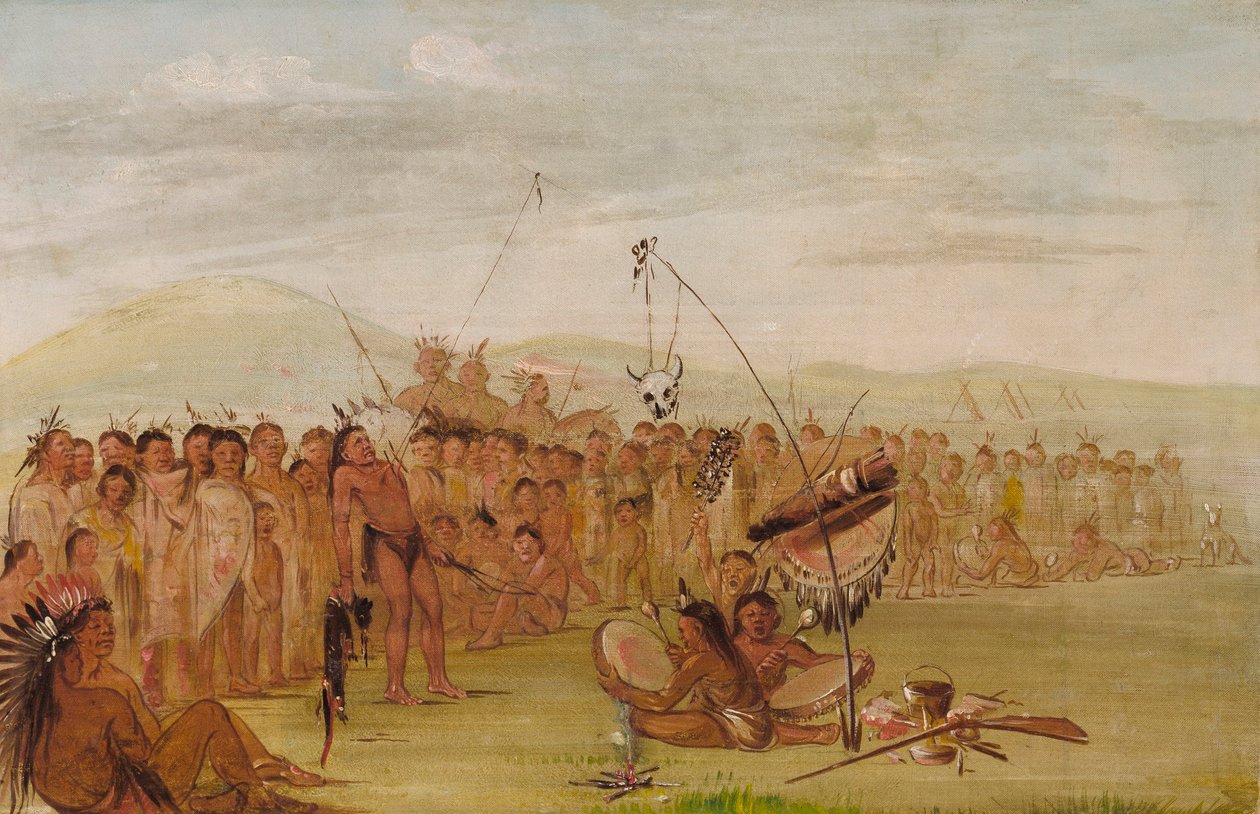 Självtortyr i en religiös ceremoni hos siouxerna av George Catlin