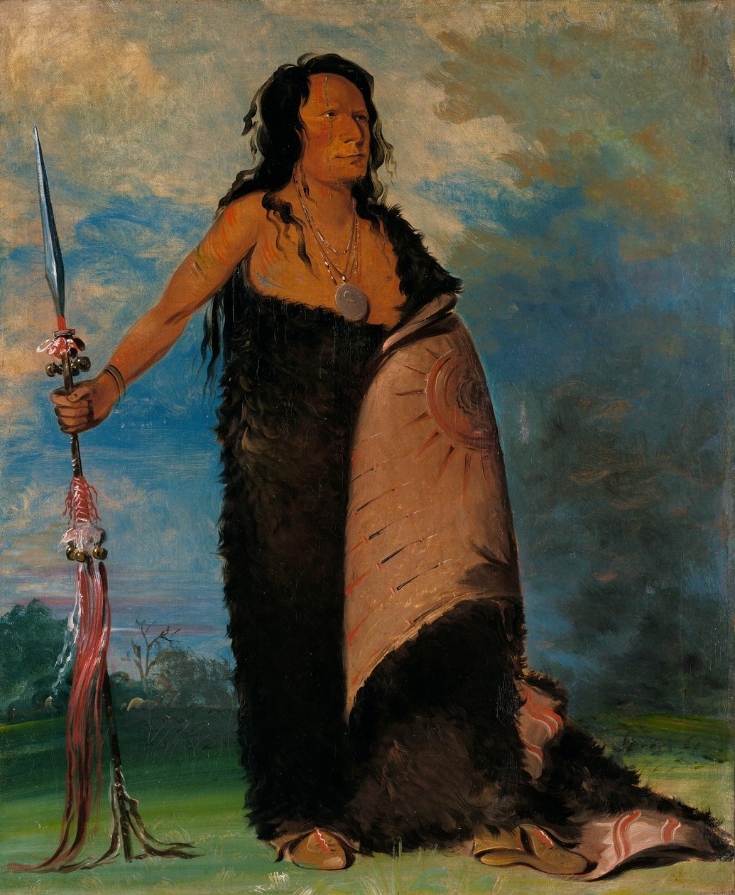 Shoo-de-gá-cha, röken, stammens hövding av George Catlin