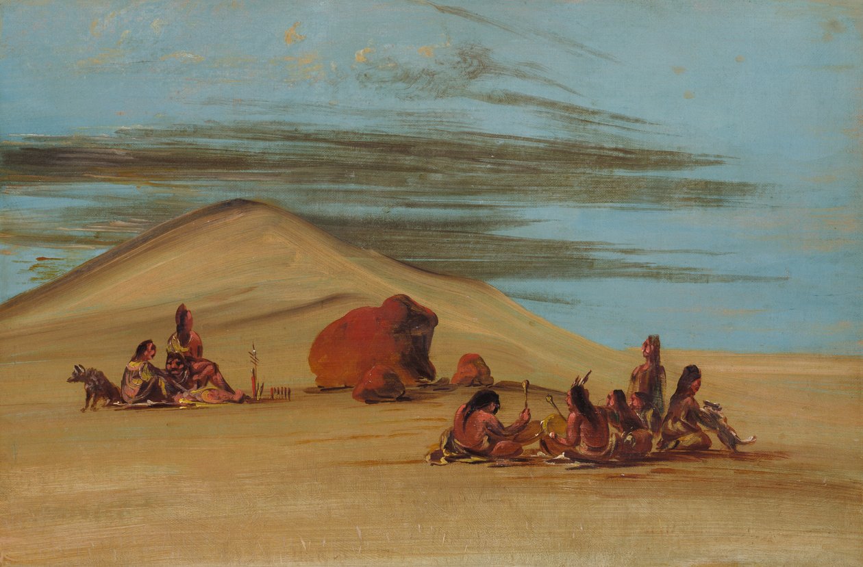 Sioux-dyrkan vid de röda stenblocken, 1837-1839. av George Catlin