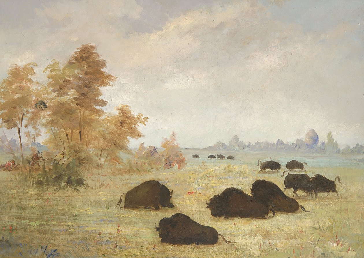 Stalking Buffalo, Arkansas av George Catlin