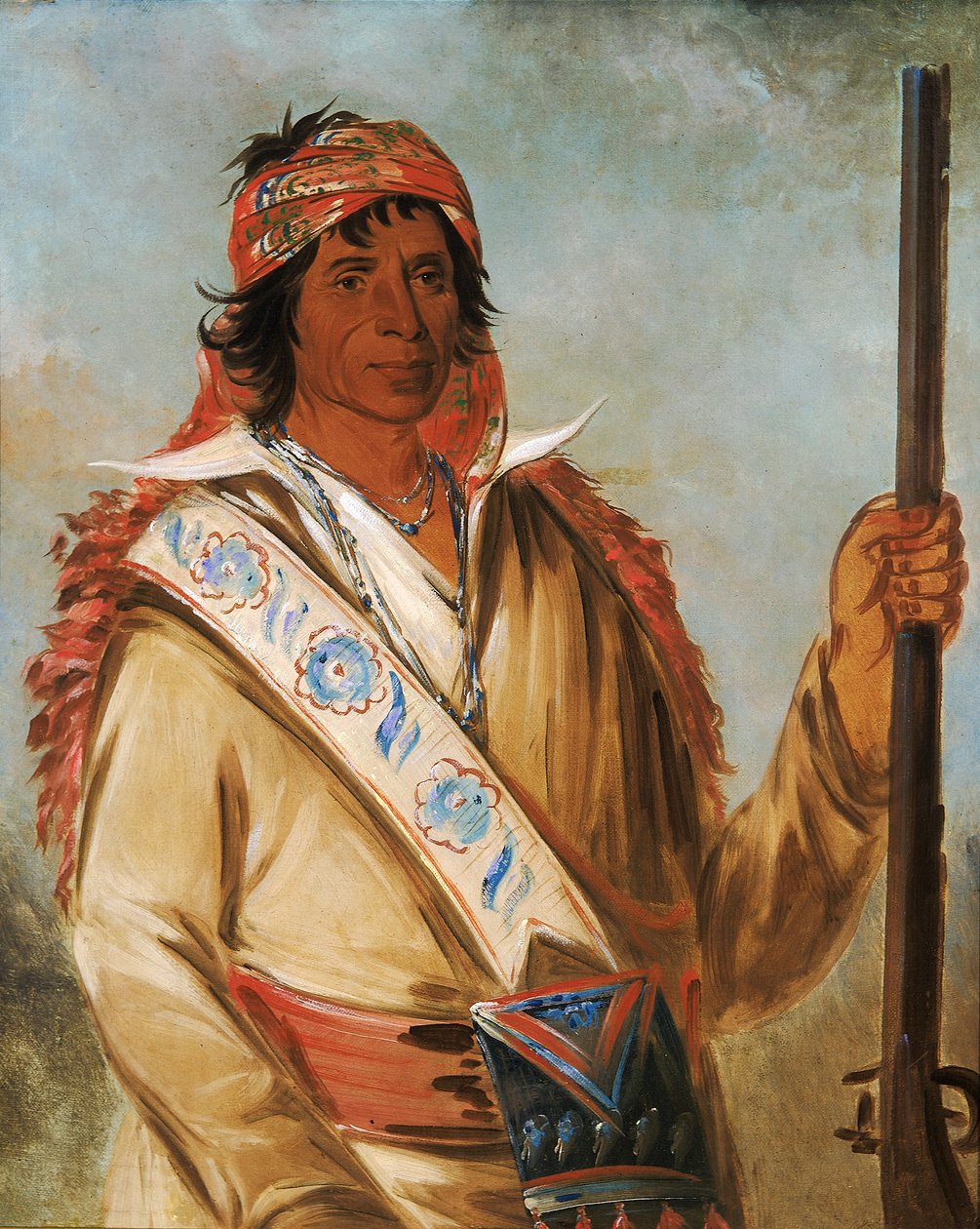 Steeh-tcha-kó-me-co, stor kung kallad Ben Perryman, en hövding, 1834. av George Catlin