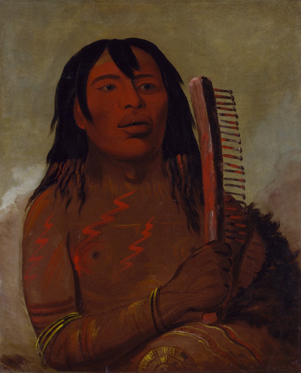 Tcha-dés-sa-ko-máh-pee, Björns barn, 1832. av George Catlin