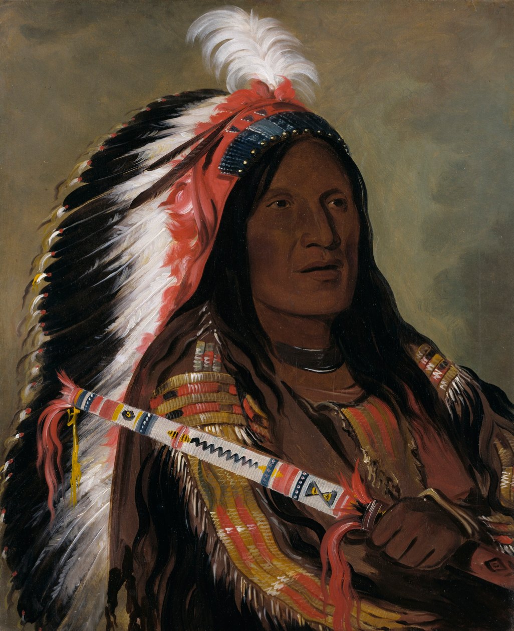 Táh-téck-a-da-háir, Steep Wind, en modig från Bad Arrow Points Band av George Catlin