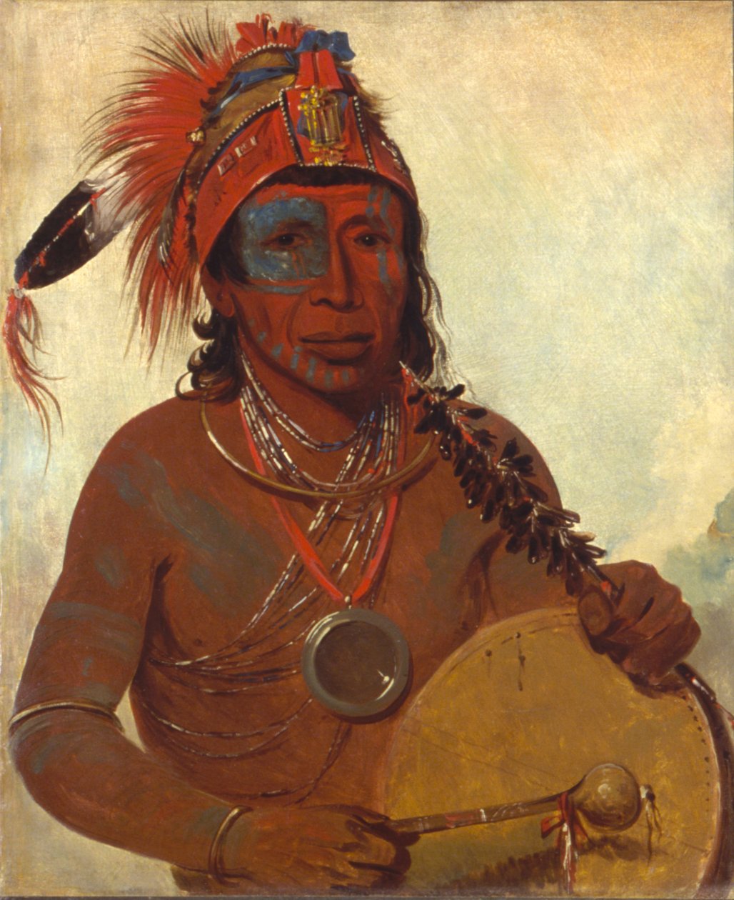 Tóh-to-wah-kón-da-pee, Blue Medicine, en medicinman från Ting-ta-to-ah-bandet av George Catlin