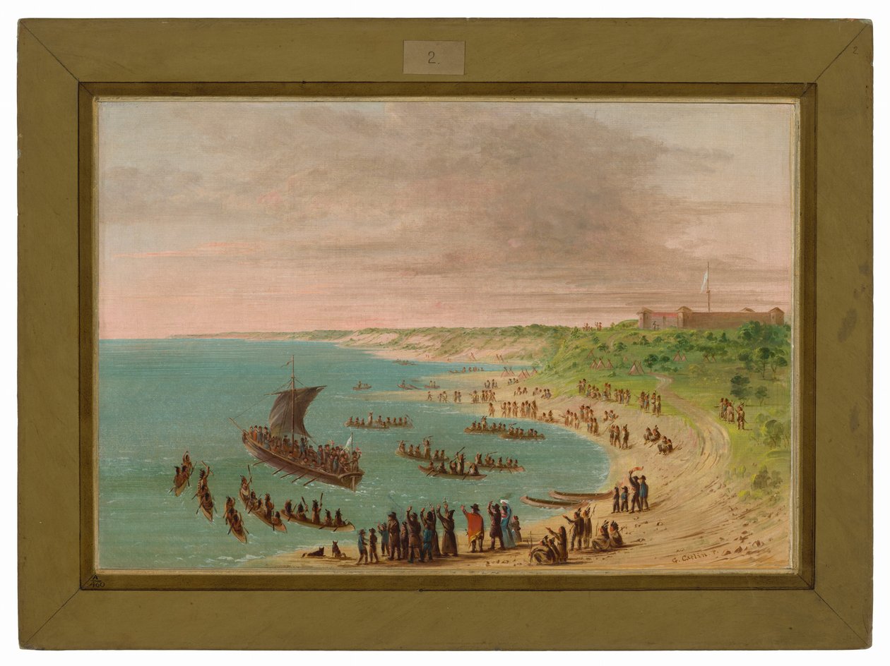 Expeditionen lämnar Fort Frontenac vid Ontariosjön. 18 november 1678 av George Catlin