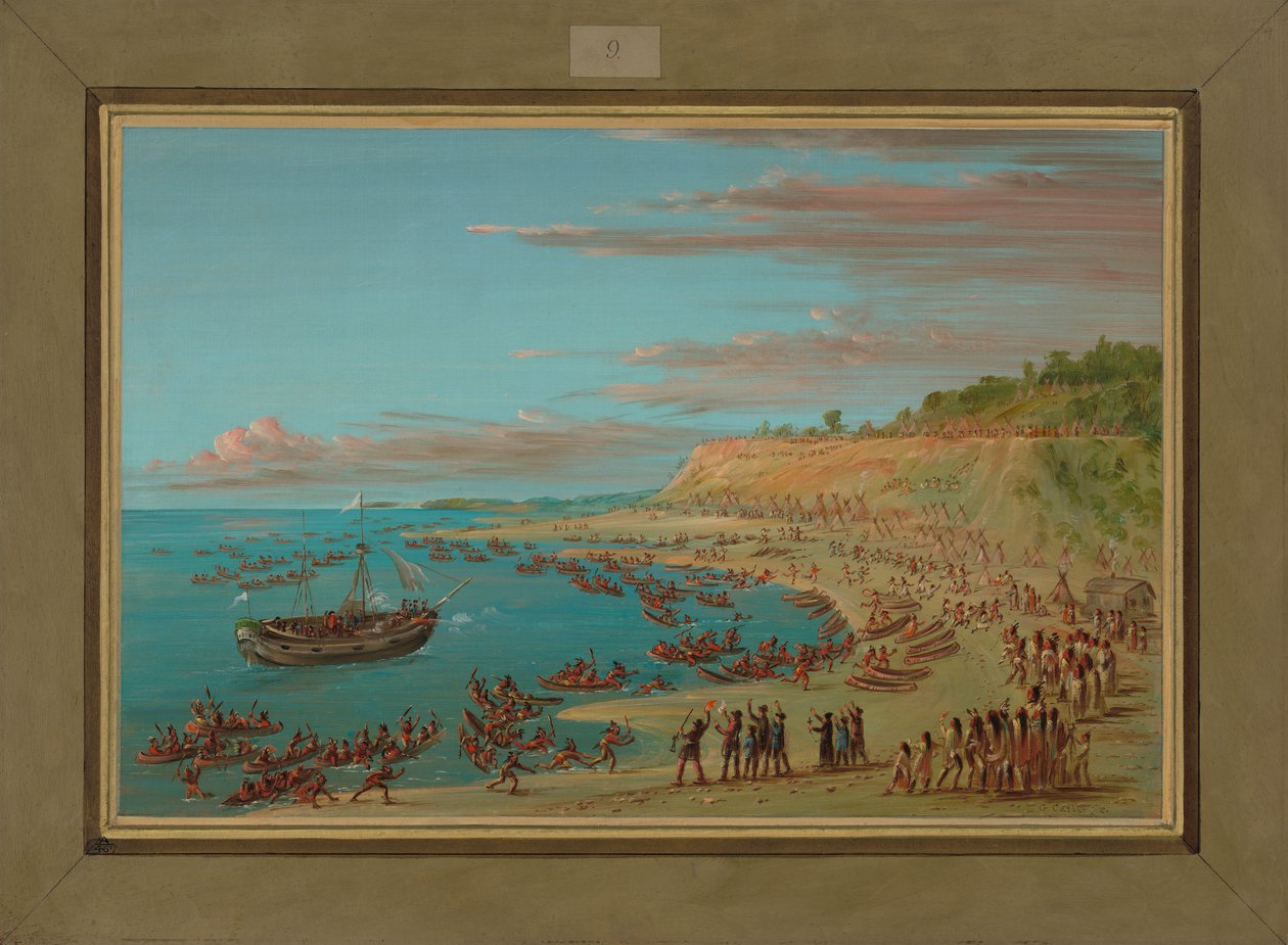 Griffinen kommer in i hamnen i Mackinaw, 27 augusti 1679, 1847-48 av George Catlin