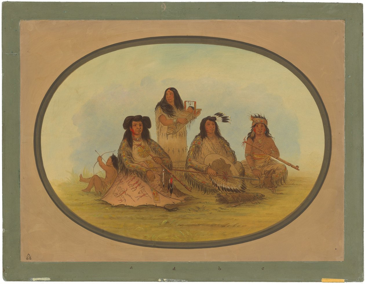 Sioux-hövdingen med flera indianer av George Catlin