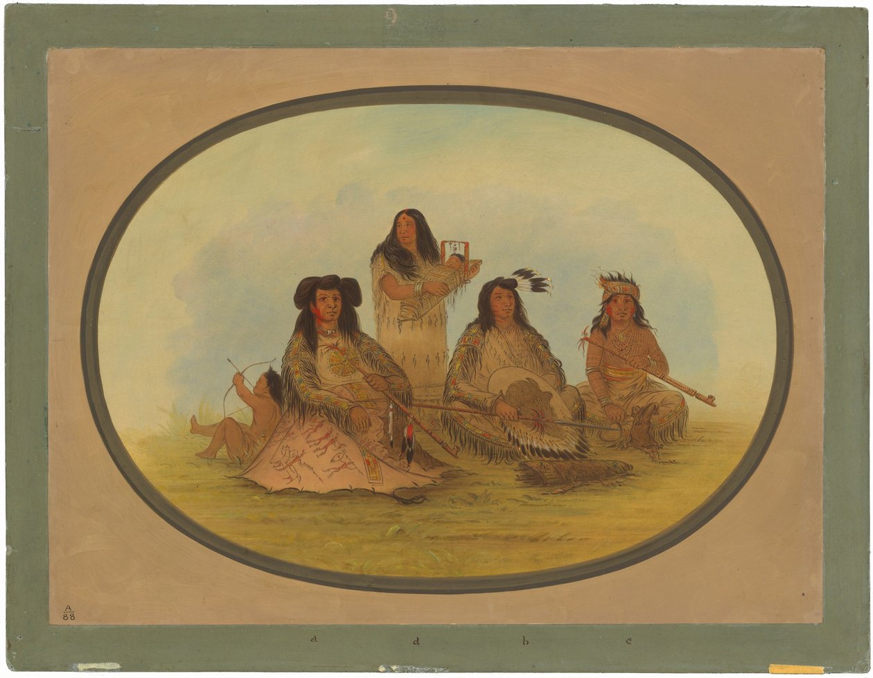 Siouxhövdingen med flera indianer av George Catlin