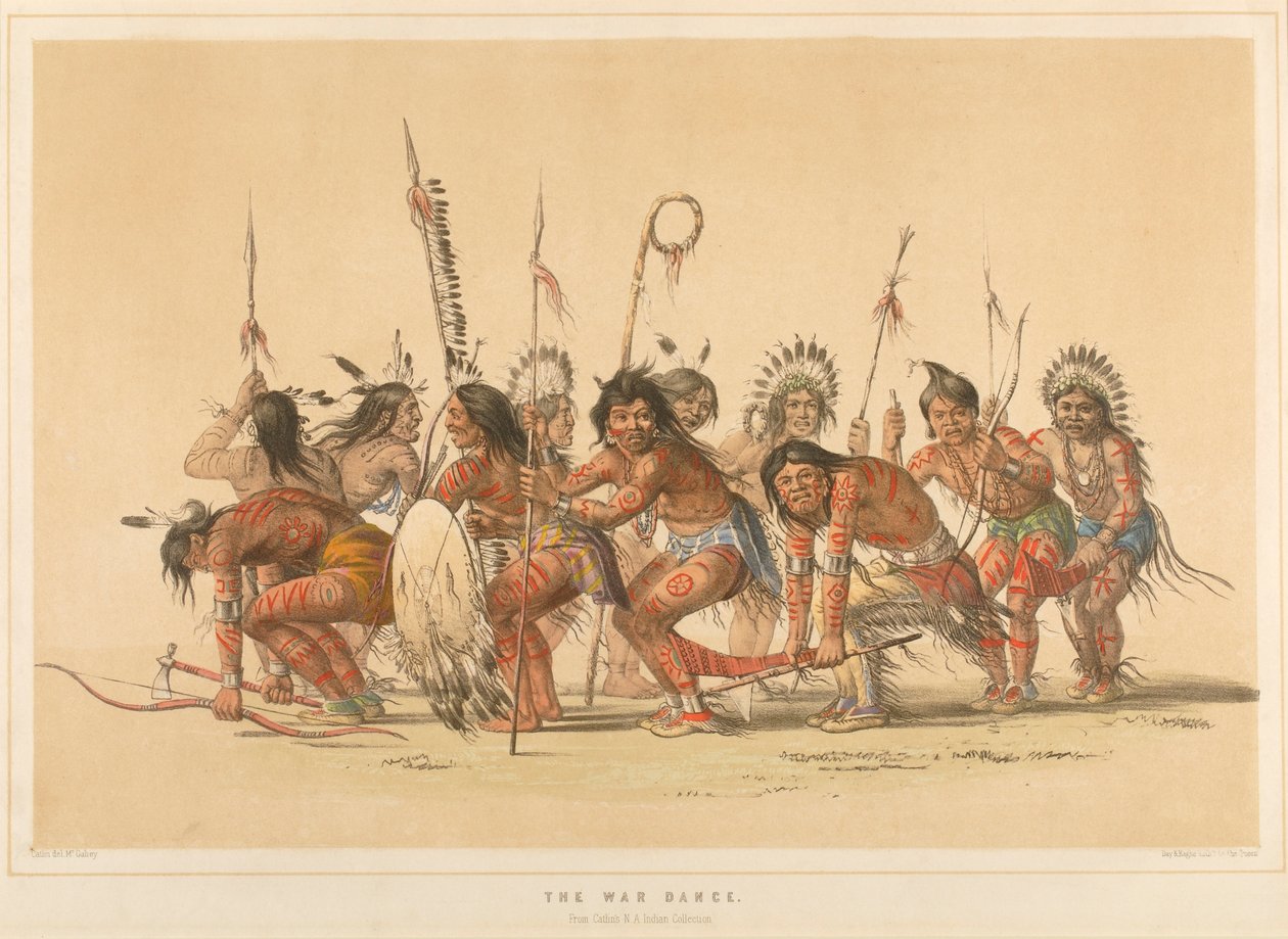 Krigsdansen, ur portföljen ”The North American Indian” av George Catlin