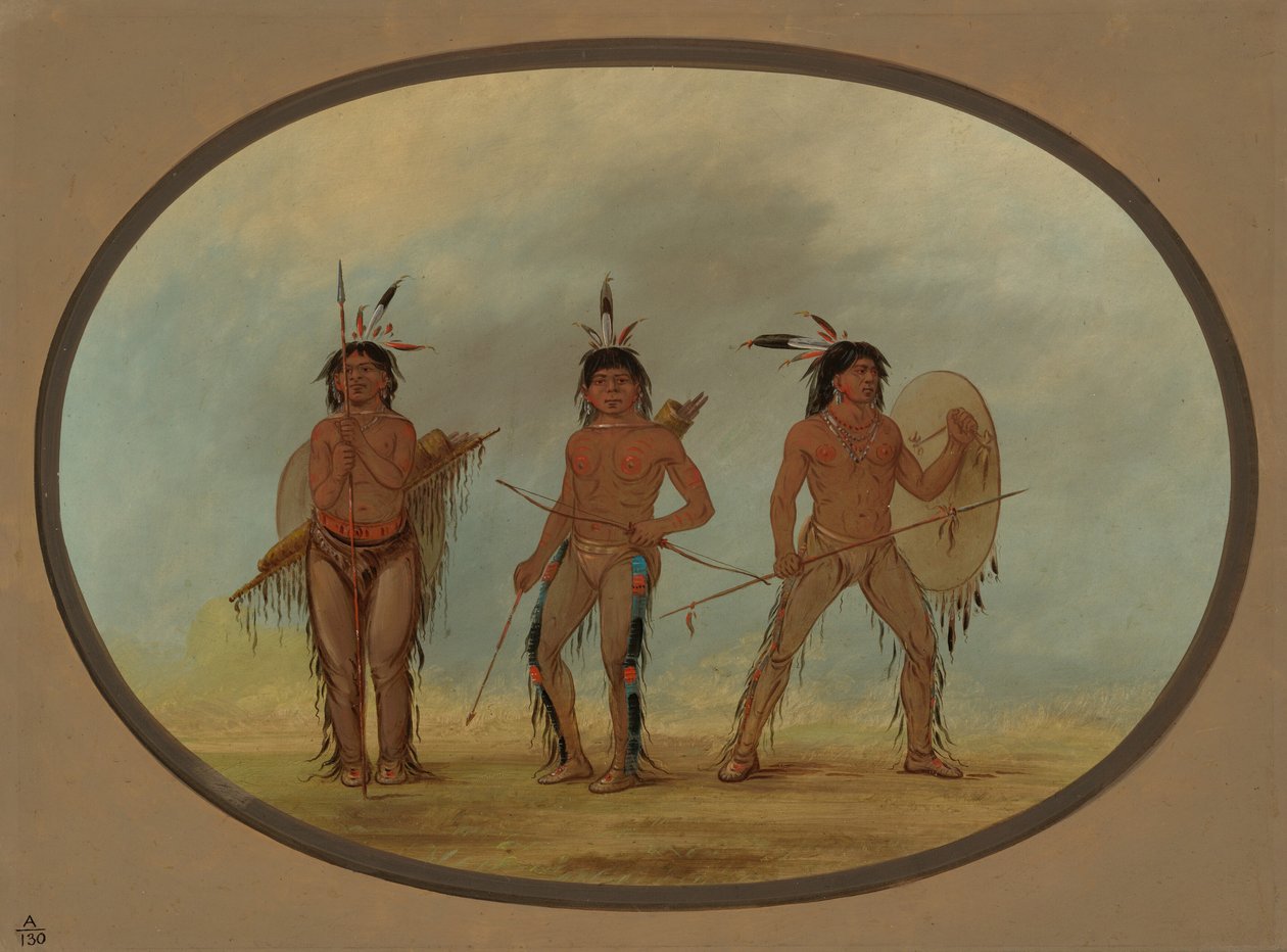 Tre cheyennekrigare, 18611869. av George Catlin