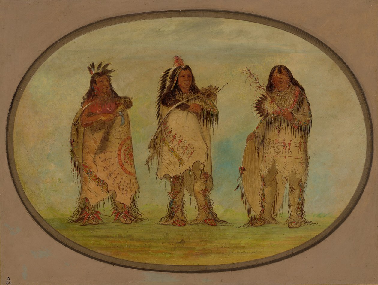 Tre framstående krigare av Sioux-stammen, 1861. av George Catlin
