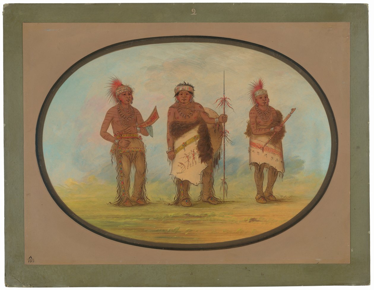 Tre Iowa-indianer av George Catlin