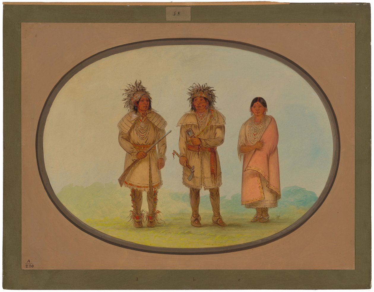 Tre Peoria-indianer av George Catlin