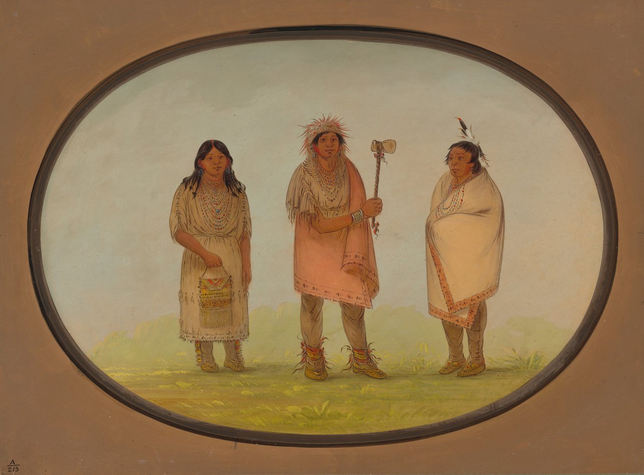 Tre Piankeshaw-indianer, 18611869. av George Catlin