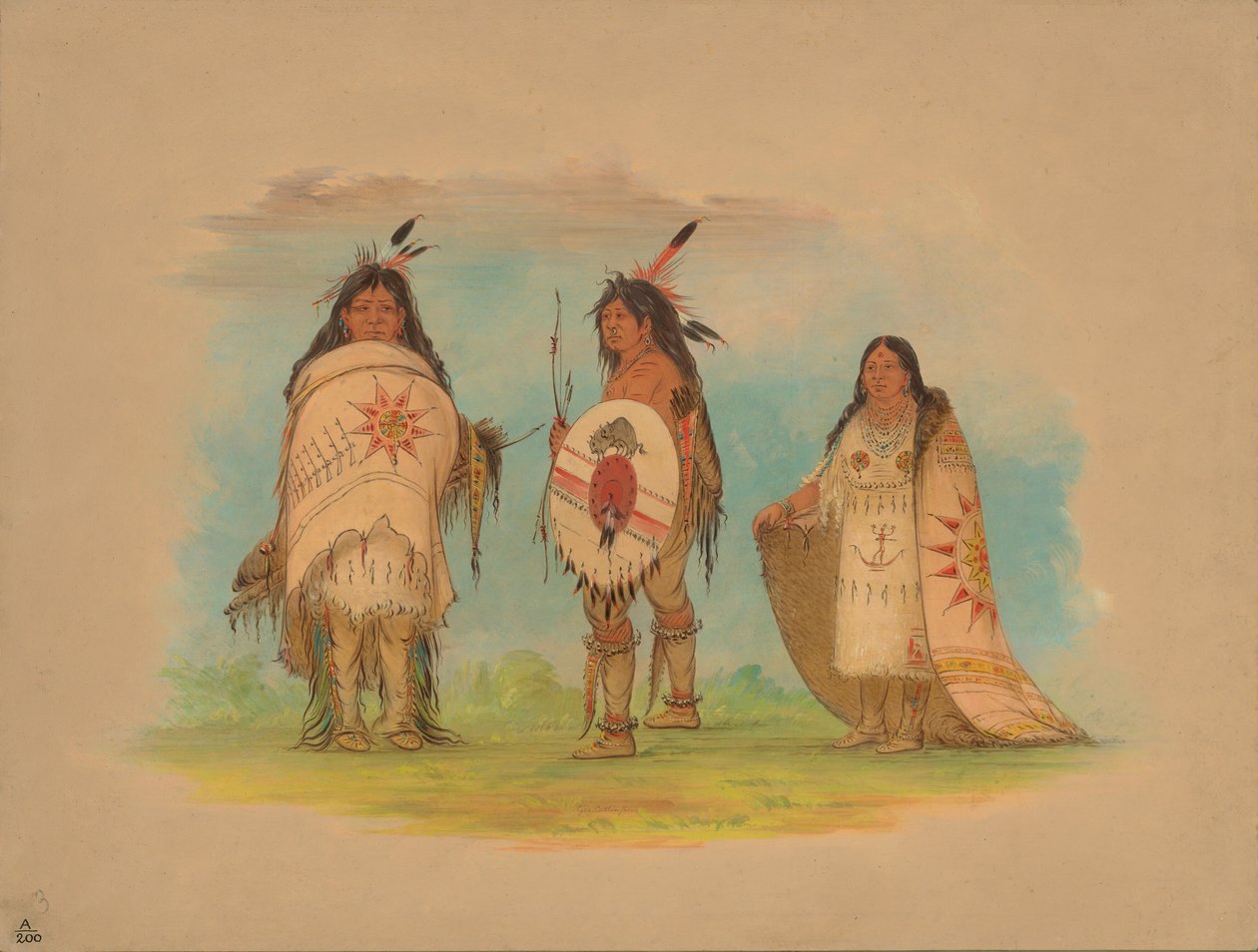 Tre Riccarree-indianer, 1861. av George Catlin