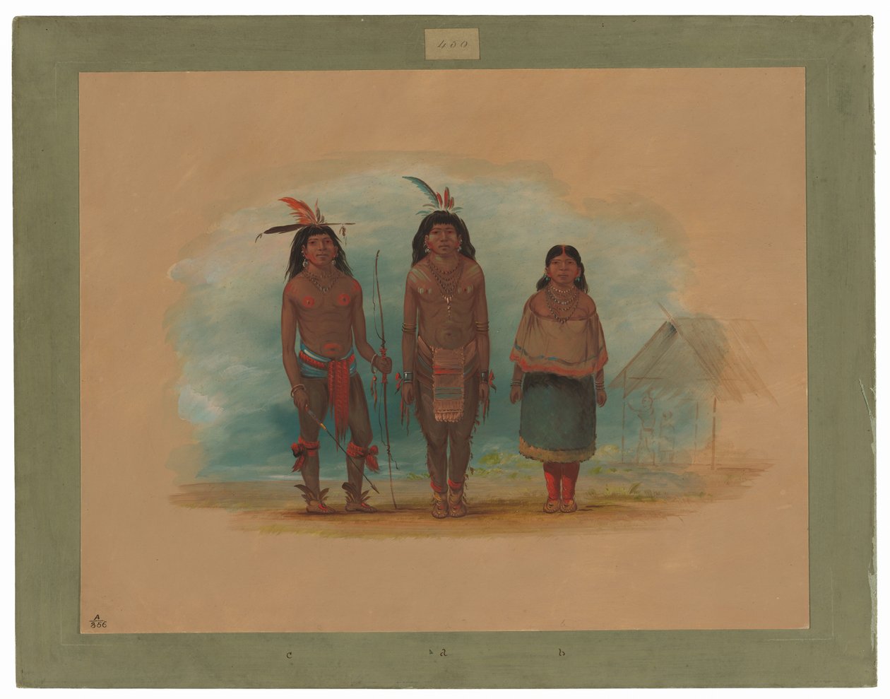 Tre Taruma-indianer av George Catlin