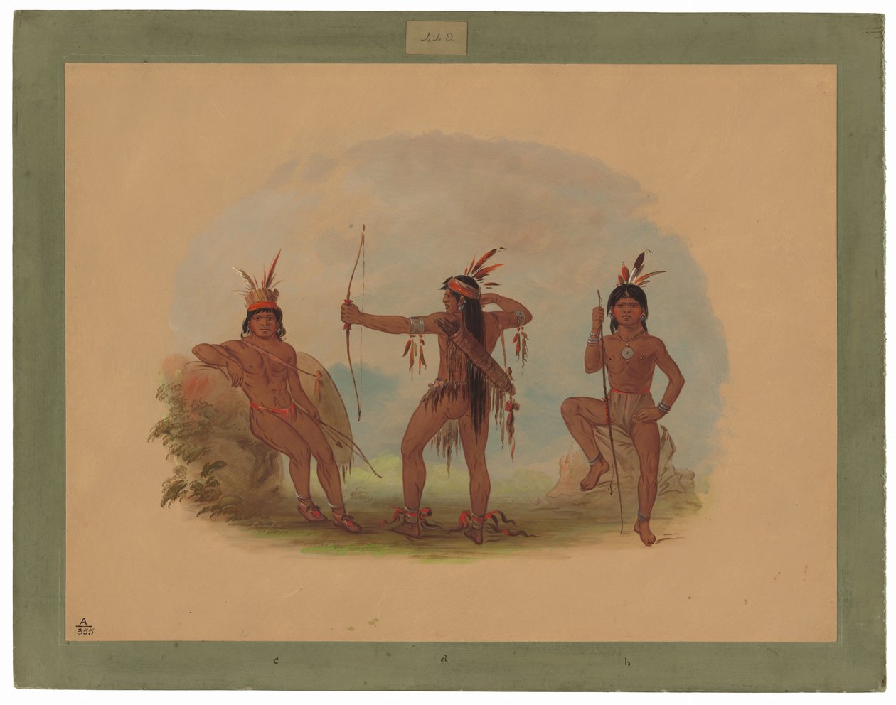 Tre Woyaway-indianer av George Catlin
