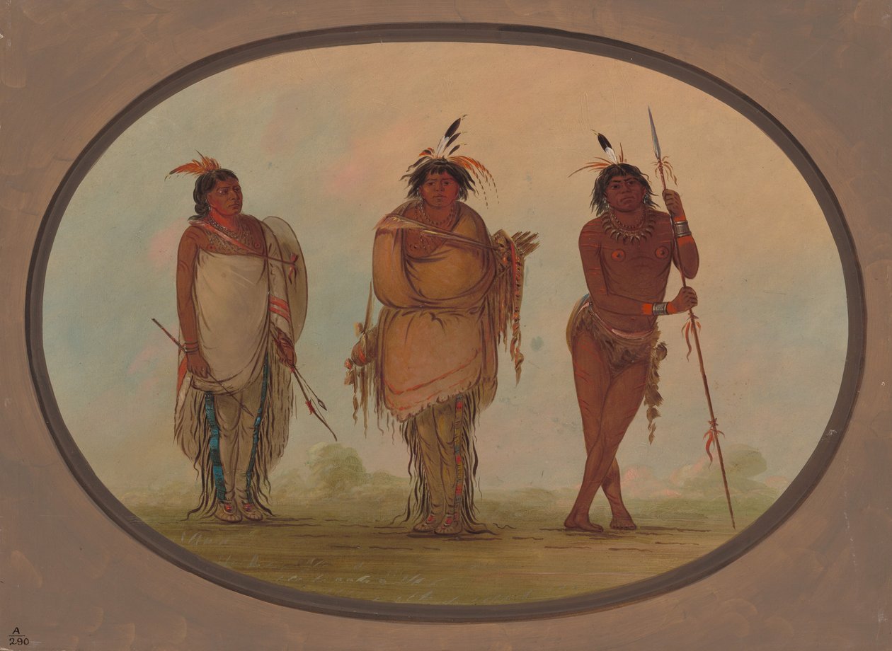 Tre Yumaya-indianer, 18551869. av George Catlin