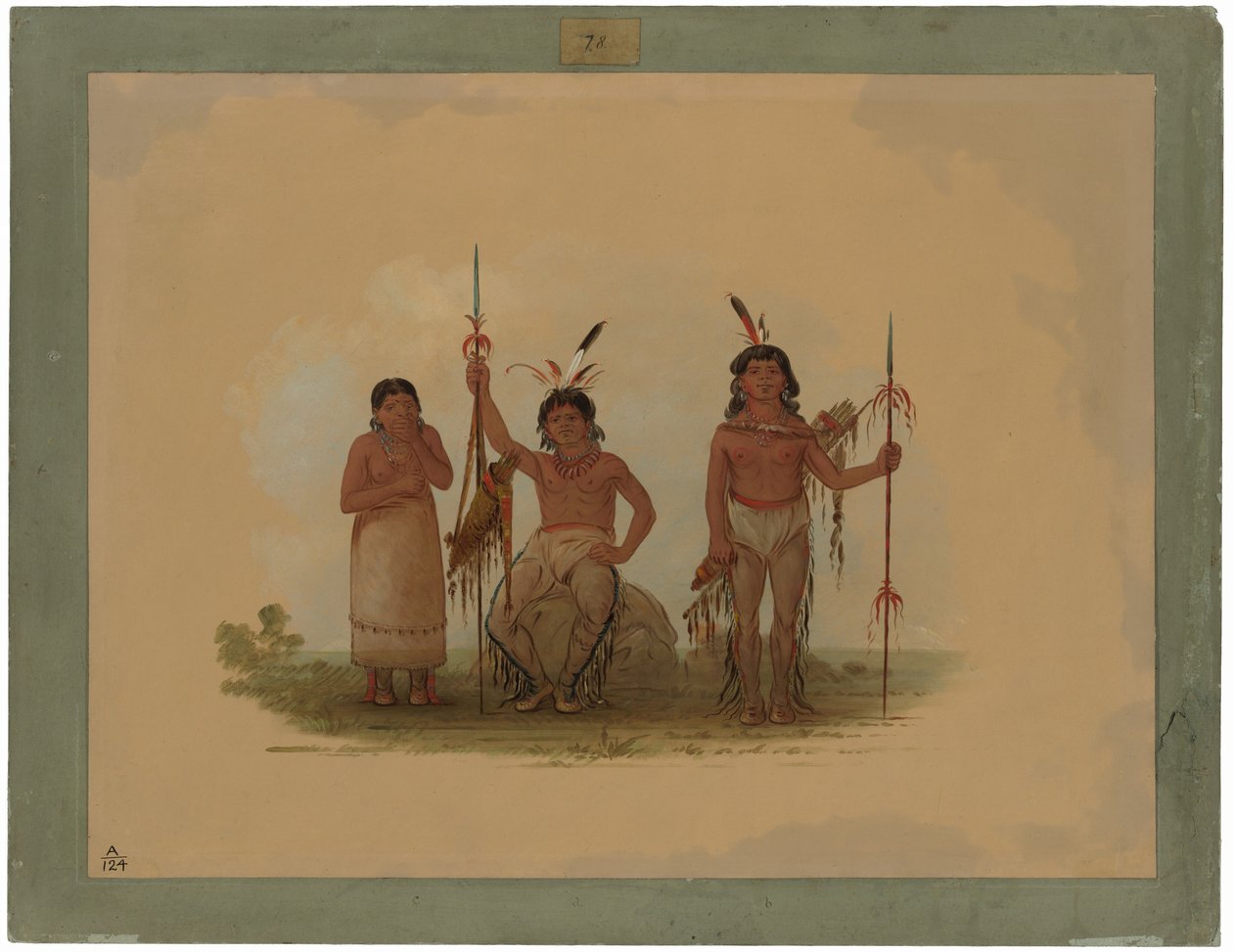 Två Arapaho Warriors och en kvinna av George Catlin