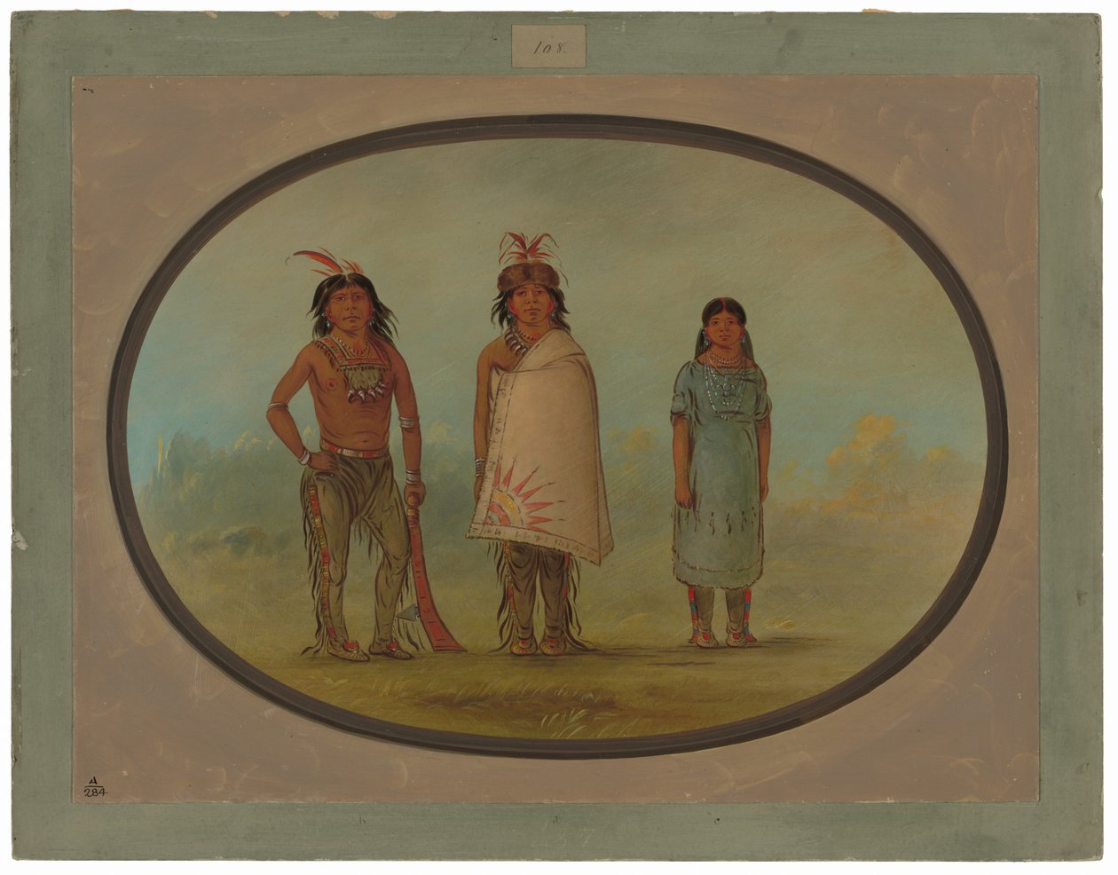 Två Chippewyan Warriors och en kvinna av George Catlin