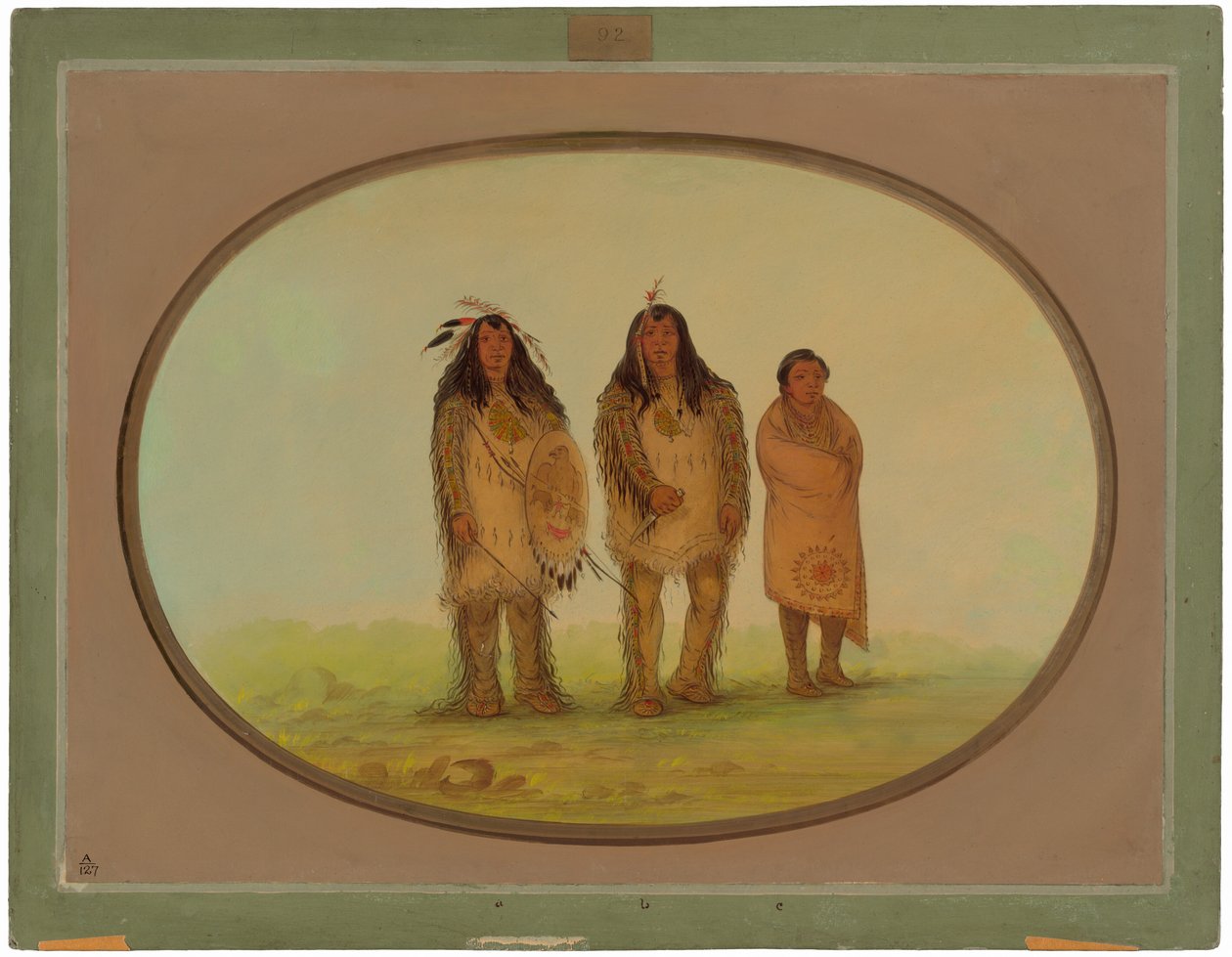 Två Nezperce Warriors och en pojke av George Catlin