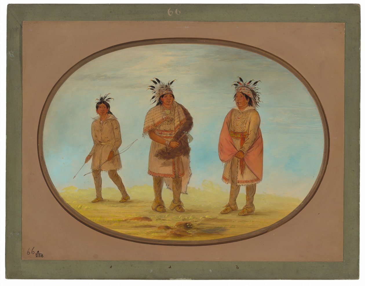 Två Weeah Warriors och en kvinna av George Catlin