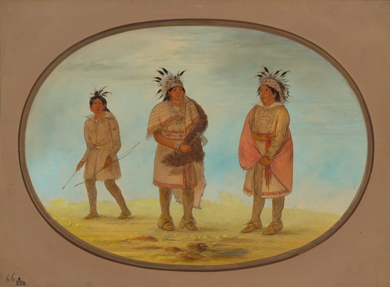 Två Weeah-krigare och en kvinna, 18611869. av George Catlin