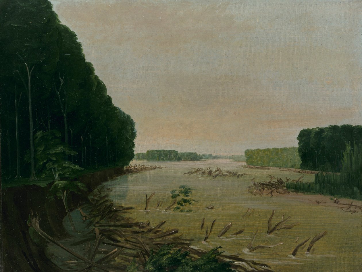 Utsikt över Missouri, alluviala bankar som faller in, 600 miles ovanför St. av George Catlin