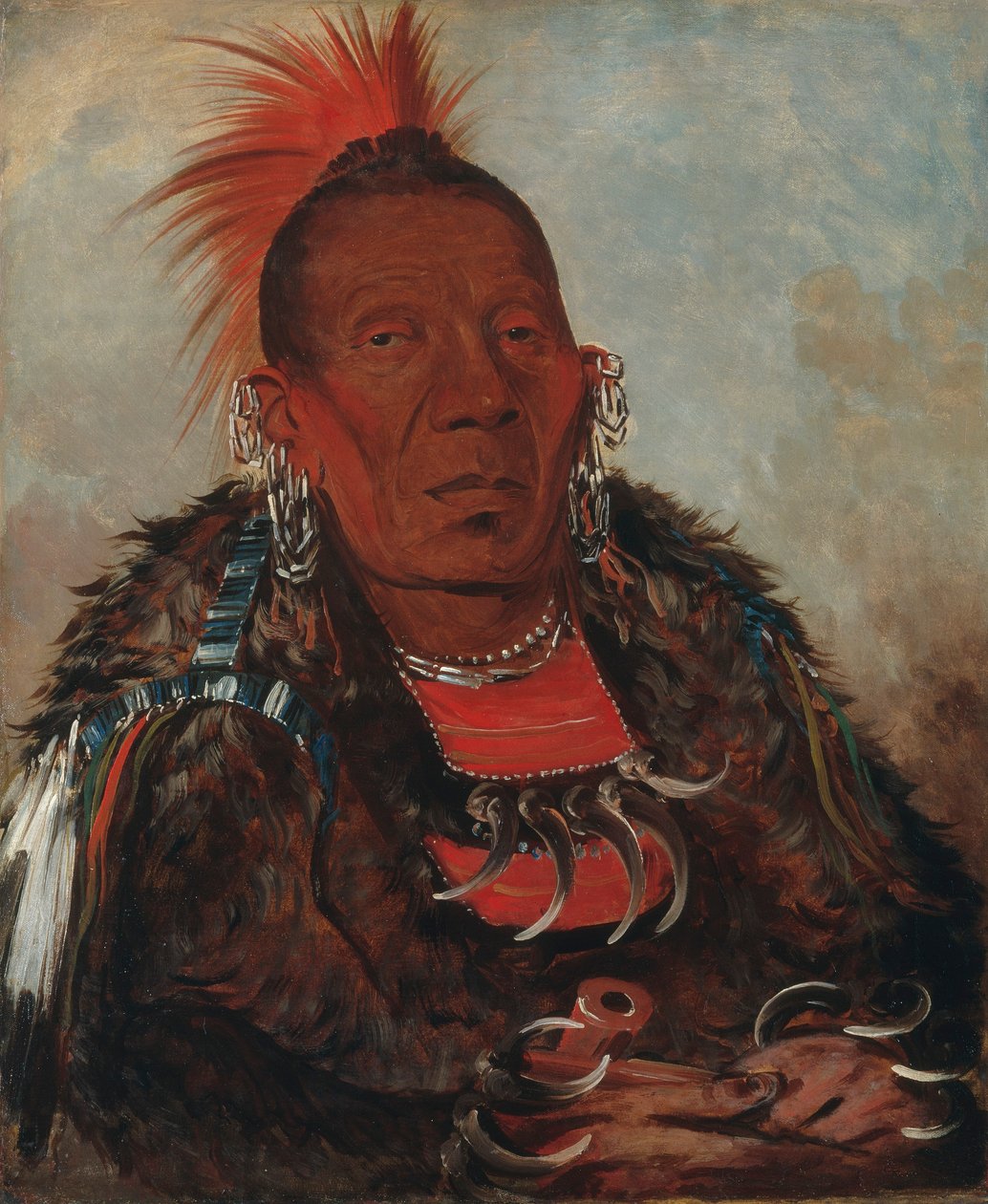 Wah-ro-née-sah, den som omger, stammens hövding av George Catlin