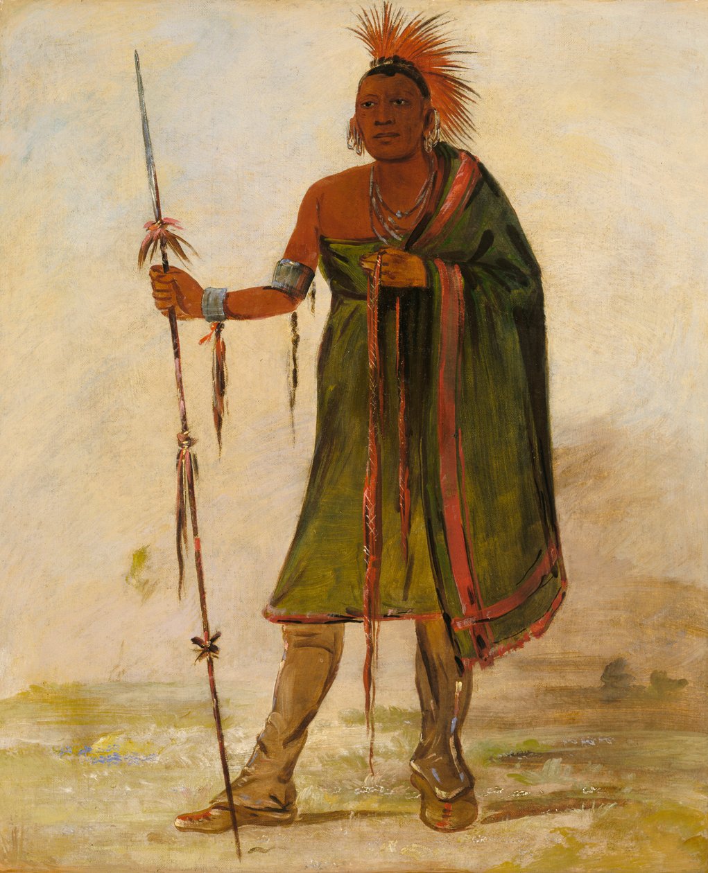 Wash-ím-pe-shee, galning, en framstående krigare, 1834. av George Catlin