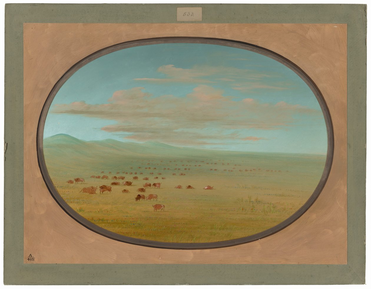 Vild boskap som betar på Pampa del Sacramento av George Catlin