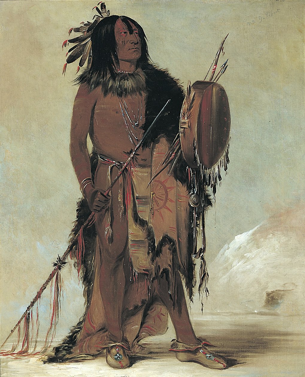 Wún-nes-tou, vit buffel, en åldrad medicinman av George Catlin